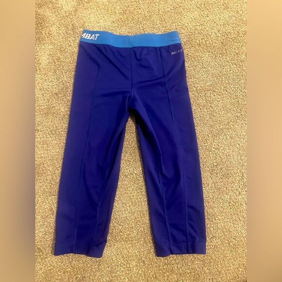 Nike Pro Combat Medium Womens Blue Knee Length Athletic Running Leggings - Picture 2 of 2